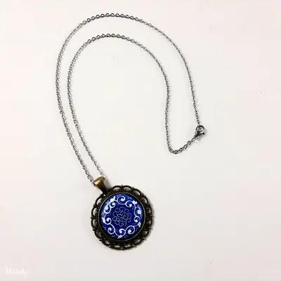 گردنبند میناکاری دایره طرح اسلیمی