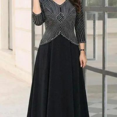 پیراهن شب مجلسی زنانه سایز بزرگ از42تا58لمه ترک و نگین مدل روناک-160470