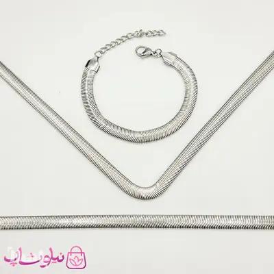 گردنبند/ دستبند/ پابند هرینگبون نرم نقره ای ضخامت 7 میل