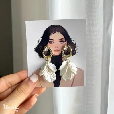 گوشواره آویز گل سفید رنگ ثابت
