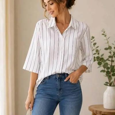 شومیز نخی خارجی مارک h&m سایز s