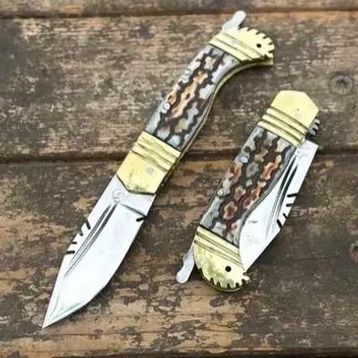 چاقو دنده ای سیاوش زنجان دسته طرح شاخ ضد زنگ کوچیک