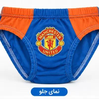 شورت پسرانه اسلیپ آبی نارنجی طرح منچستریونایتد سایز 2 سال