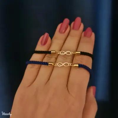 دستبند با پلاک طلا طرح بی نهایت و قلب
