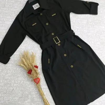 مانتو بلند دانشجویی اداری دکمه دار خنک سایز بزرگ-113484