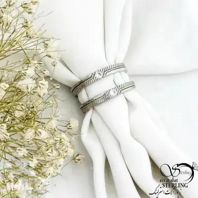 حلقه ست نقره ظریف طرح هاشور نقره ایتالیایی کد 21177