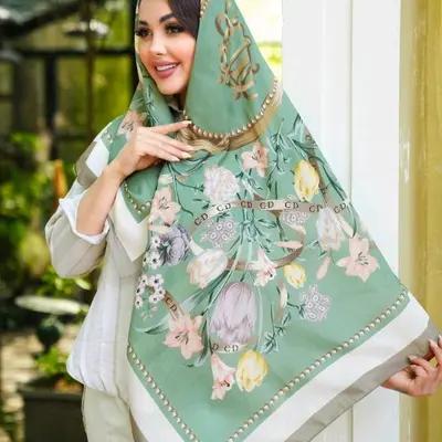 روسری مجلسی ابریشم توییل قواره 130 کد 1008