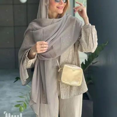 شال حریر مجلسی دور پولکی وارداتی