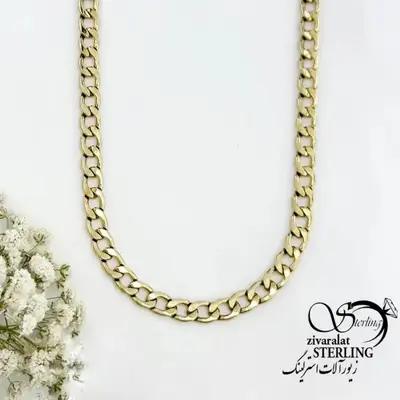 زنجیر مردانه استیل طرح کارتیر زرد کد 22293