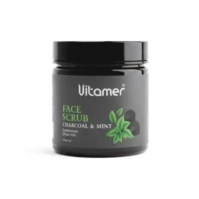 کرم اسکراب صورت ویتامر مدل نعنا و زغال مناسب برای انواع پوست حجم 400 میلی‌لیتر Vitamer Mint & Charcoal Face Scrub Cream – Suitable for All Skin Types – 400 ml