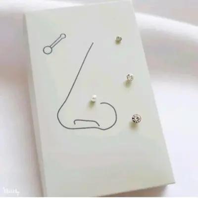 پک پیرسینگ بینی 4 عددی نقره 925