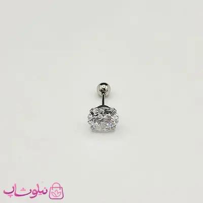 پیرسینگ گوش مدل نگین دایره سفید 8 میل کد 56