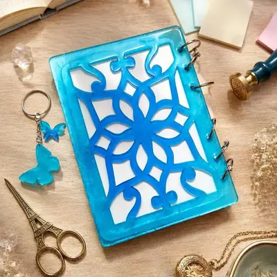 دفتر رزینی آبی دو رنگ