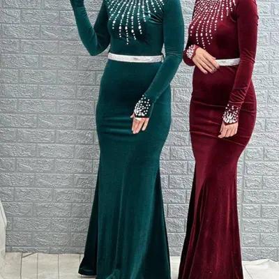 پیراهن مهمانی زنانه مخمل مدل پیراهن مخملی مجلسی.پیراهن مجلسی‌.لباس مجلسی مخمل لباس مجلسی یلدایی