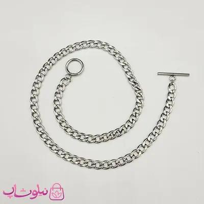 زنجیر زنانه کارتیه نقره ای استیل مدل قفل حلقه محور