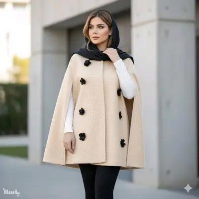 پانچو زنانه نخی دورس طرحدار مدل غزاله