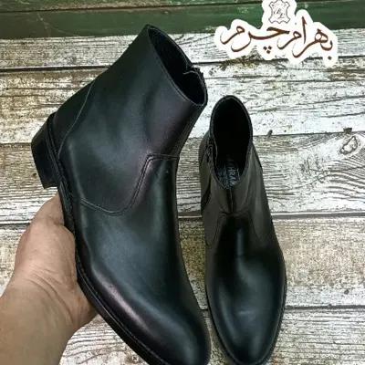نیم بوت مردانه چرم طبیعی مدل آلپاین کلاسیک مشکی-147529