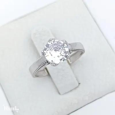 انگشتر نقره تراش تکتاش کاملا مشابه طلا و جواهر کد 926543
