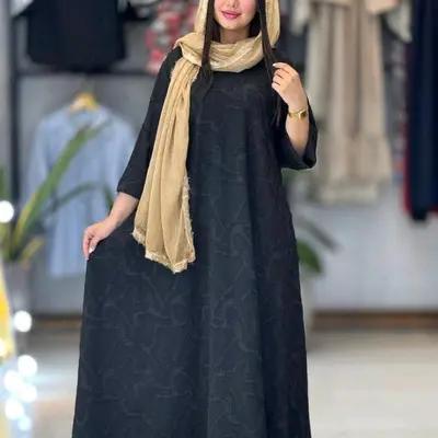 پیراهن ساحلی زنانه حریر طرح‌دار مدل کفتان بلند