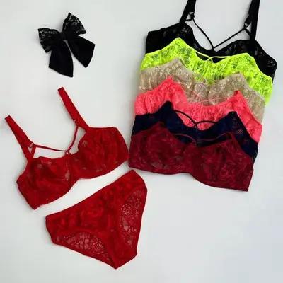 ست شورت و سوتین فنردار گیپوری سایز 75 تا 90
