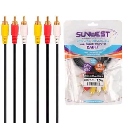 کابل تصویر 3 به 3 AV RCA سان وست مدل SUN-2025 طول 1.5 متر