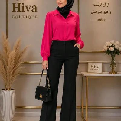شومیز سرخابی مجلسی ساده یقه مردونه الیزه