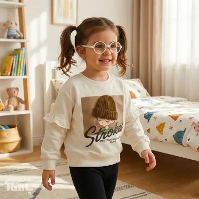 بلوز دخترانه طرح دختر کلاه بافت کد 10896
