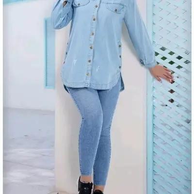 مانتو اسپرت زنانه جین مدل بغل دکمه جین کاغذی-142495