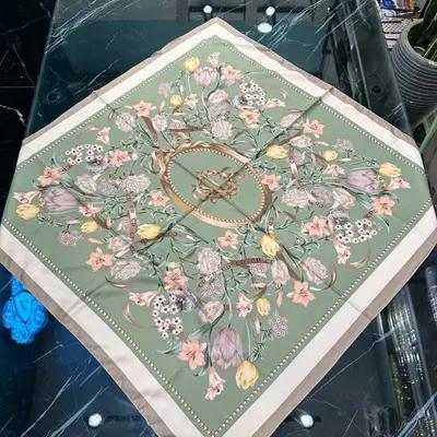 روسری مجلسی ابریشم توییل، قواره 130، برند Cartier، کد 234-145097