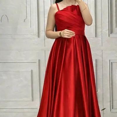 پیراهن مهمانی زنانه ساتن At مدل ماکسی نورا