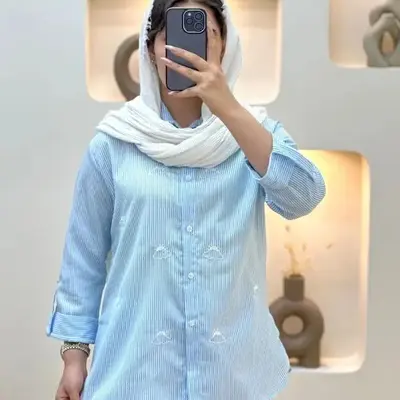 مانتوشومیزتترون راه‌راه گلدوزی ابری