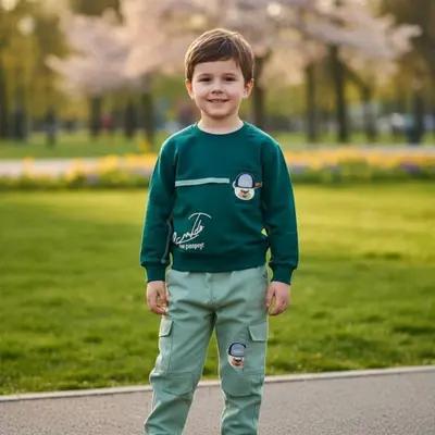 ست بلوز شلوار پسرانه بلوز دورس و شلوار کتان با کیفیت