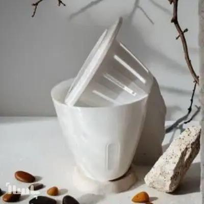 گلدان خودآبیار سایز 14 سفید