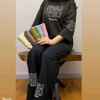 ست تیشرت و شلوار نگین دار miumiu