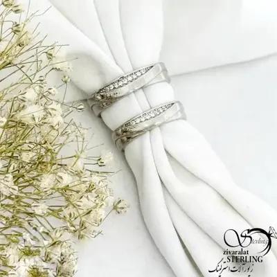 حلقه ست نگین دار نقره ایتالیا کد 21164
