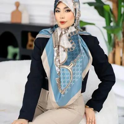 روسری ابریشم توییل مجلسی، قواره 130، کد V726