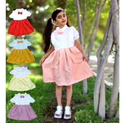 سارافون چین دار رنگی دخترانه-117433